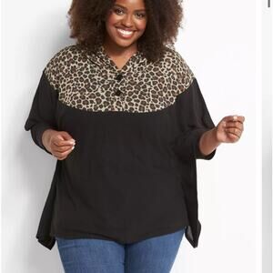 Lane Bryant leopard print hooded poncho